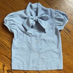 Blue gingham Vichy Check blouse 3 4 5 🇬🇧💐